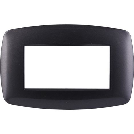 Placca Slim ETTROIT Serie Space 4 Posti/Moduli 504 Compatibile Con Bticino Living, 13 Colori Disponibili (Acciaio Scuro)