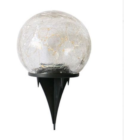 Lampe de jardin solaire d'extérieur, boule en verre craquelé, lampe décorative pour pelouse et aménagement paysager (globe de 12 cm, lumière chaude) (1/4)