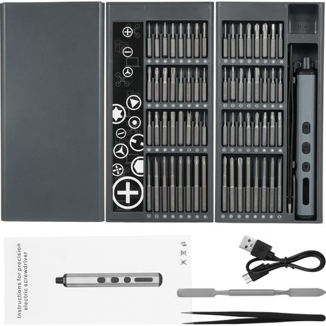 Avvitatore elettrico al litio 68 in 1 con luce LED, 64 punte di precisione (per telefoni, computer, orologi, droni) (1/5)