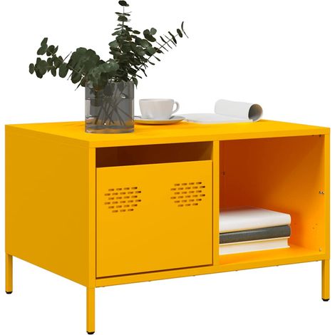 Couchtisch Senfgelb 68,5x50x43,5 cm Kaltgewalzter Stahl