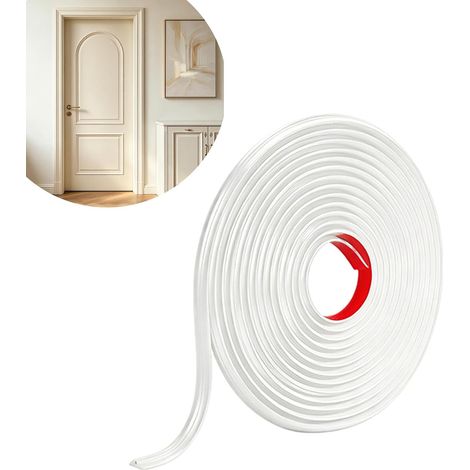 Plinthe décorative murale autocollante, flexible, multifonction, protection des bords, plinthe souple pour portes, fenêtres, murs, cuisine, carrelage (blanc, 6,1 m) (1/5)
