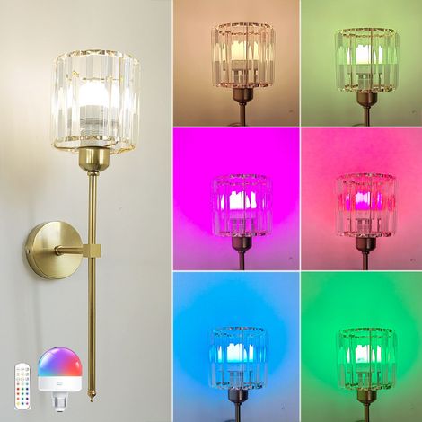1 pièce de lampe doré en cristal transparent murale avec télécommande, lampe de chevet, avec ampoule de charge RGBCW, adaptée au bureau et à la cuisine (1/5)