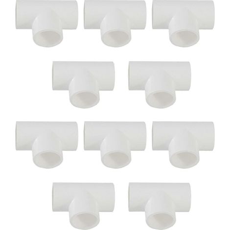 Raccord en T PVC 20 mm à 3 voies pour tuyau d'eau, blanc, lot de 10. (1/5)