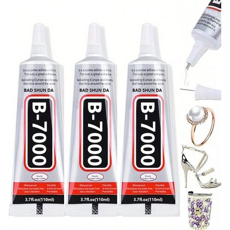 Colle B7000 (4 pièces/15ml) pour incrustations de bijoux, broches de couvre-chef, boucles d'oreilles clous à diamant, pendentifs. Adhésif résistant pour bricolages DIY, cadeau idéal de la Saint-Valent (1/2)