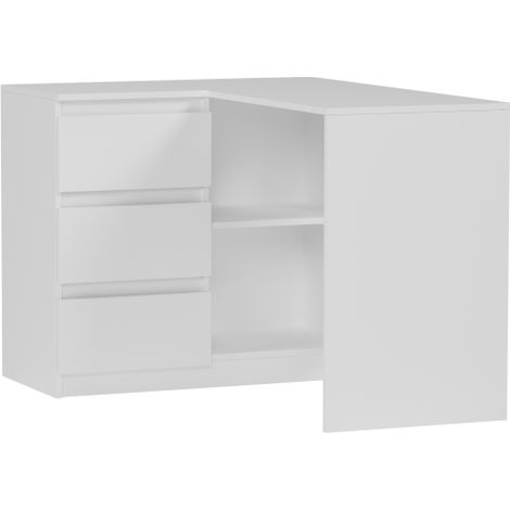 Eckschreibtisch links mit Schubladen Weiß 112 x 87 cm Modern N4L (1/4)