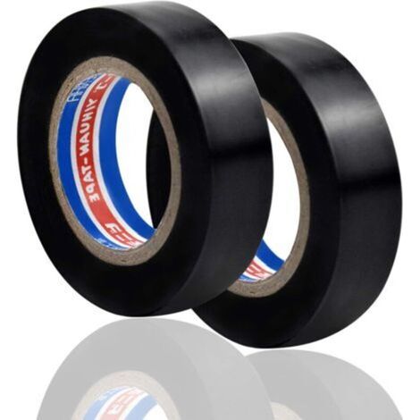2 Rouleaux Ruban Adhésif Isolant, Ruban Électrique, Haute Température la Résistance PVC Tape, Ruban Adhésif Gaffer, 16mm × 6m (Noir)