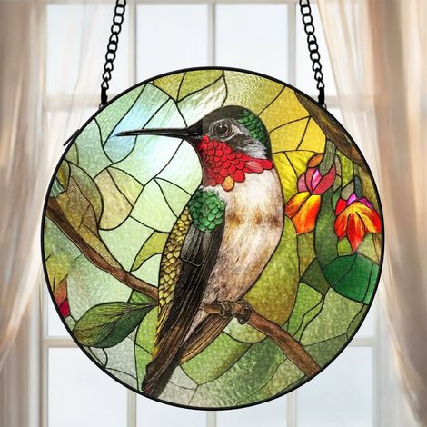 Suspension vitrail colibri attrape-soleil 25 cm décoration fenêtre oiseau cadeau maman (1/5)