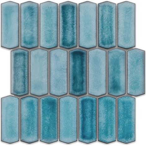 Mosaico in ceramica su rete per bagno e cucina 29.7cm x 28.8cm - Caotic blu (1/5)