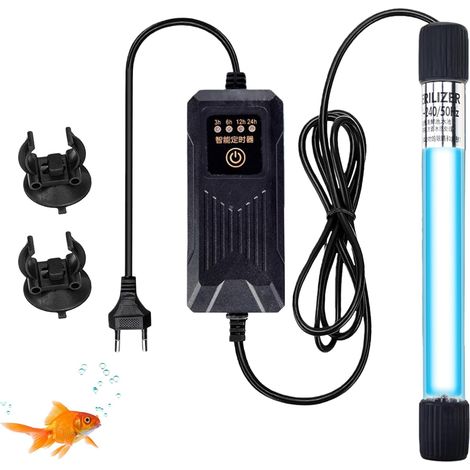 Lampe stérilisateur UV pour aquarium avec minuterie 13 W : lumière UV avec housse épaisse étanche, stérilisateur UV à la maison, stérilisateur UV, clarificateur UV pour bassin filtrant, étang (1/5)