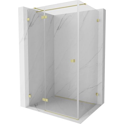 Mexen Lunar T Duschkabine schwenkbar links 70 x 90 cm, transparent, gebürstetes Gold - 834T-070-090-55-00-L