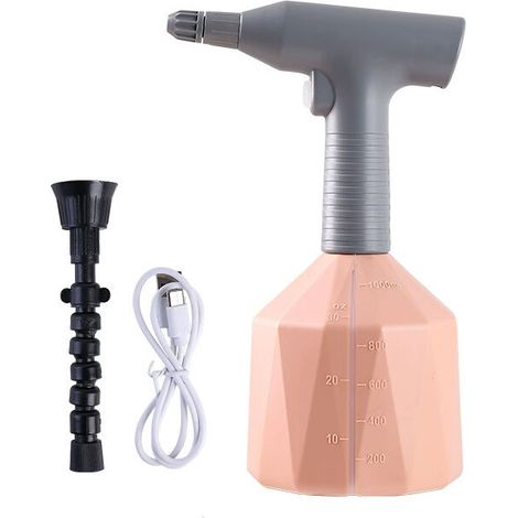 Pulvérisateur électrique avec buse de brumisation, pulvérisateur d'eau portable pour pelouse et jardin (rose 1 L) (1/4)