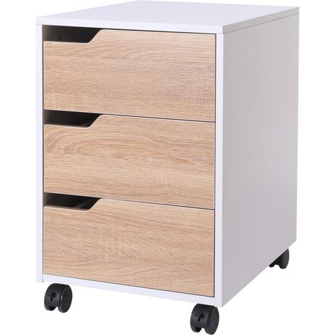 Cassettiera per Ufficio con Ruote 3 Cassetti 40x50x57,5 cm Bianca (1/5)