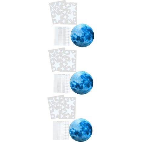 Lot de 3 autocollants phosphorescents étoiles et lune pour (1/5)