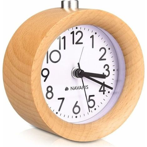 Wecker aus Holz – Klassischer runder analoger Wecker aus Naturholz – Handwecker mit Schlummerfunktion und Beleuchtung – LIAIKI (1/5)