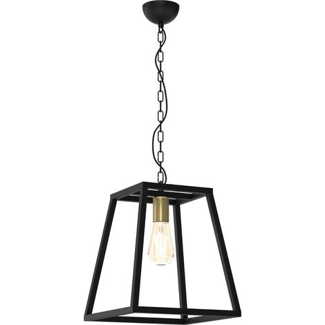 Suspension loft géométrique noir/or chaîne E27 Luminex