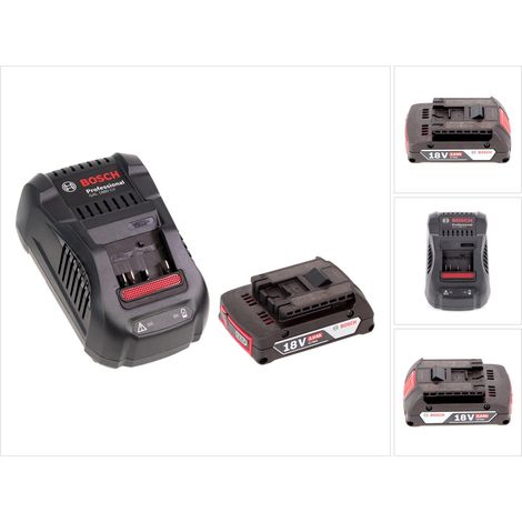 Bosch Akku Set mit 1 x GBA 2 Ah Akku und Ladegerät GAL 1880 CV für 14,4 V - 18 V Li-Ion