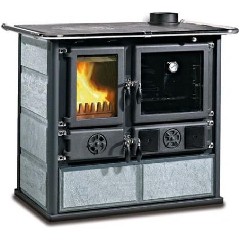 La Nordica – Cuisinière à bois 8.8 kW – Rendement 85.4 % – Volume de chauffe 252 m³ – Four intégré 41L – Système de post combustion (1/4)