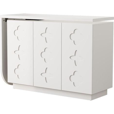Escritorio esquinero en L giratorio 360° con armario de 3 puertas MDF blanco 110 cm HOMVRA (1/5)