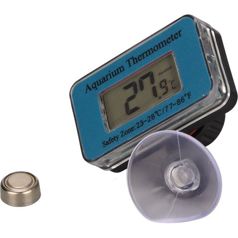 Wasserdichtes Aquariumthermometer mit großem LCD-Display, kabelloser Funktion, digitaler Temperatursensor für Aquarien mit Saugnapf