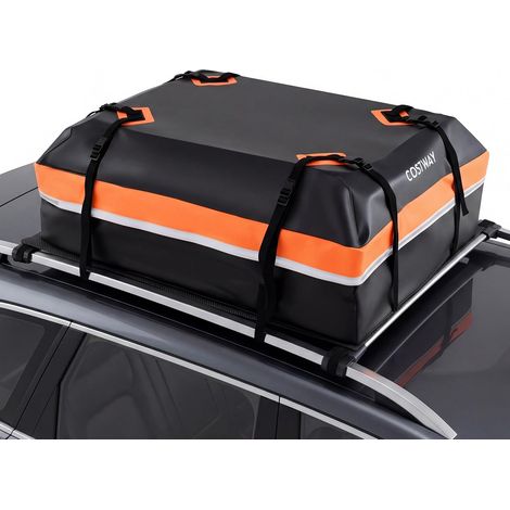 COSTWAY Box Tetto Auto,Box Tetto Auto 400 600 Litri,Box Auto Tetto Universale,Borsa Da Tetto Per Auto Senza Barre Portapacchi,Borsa Da Tetto Per Auto Impermea