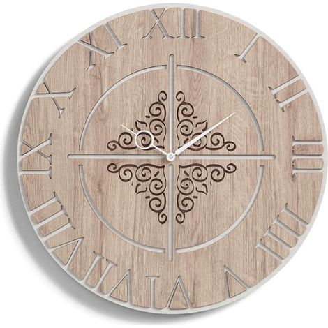 Orologio da parete tondo D50 ROMA moderno in legno laminato TTE (1/2)