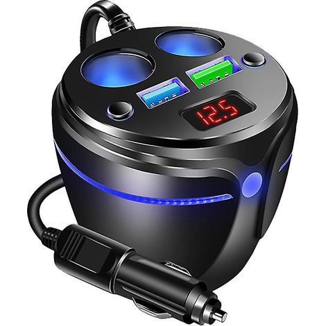 Dual-USB-12V/24V-Kfz-Ladestation, 3,1A-Kfz-Ladegerät, 2-fach-Steckdosenverteiler mit LED-Anzeige