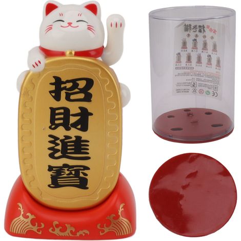 Desktop Solar Power Fortune Cat Ornament Waving Arm Fortune Cat Ornament Solar Panel Lucky Cat Decoration Treasures Fill The Home White