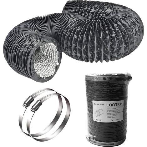 1 Gaine De Ventilation Flexible, Diamètre 102mm, Longueur 2.5m, En Aluminium Et Pvc, Pour Cuisine Et Salle De Bain