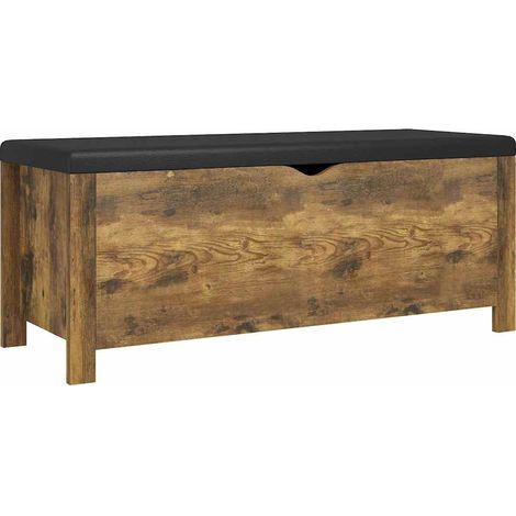vidaXL Caja de almacenaje y cojín madera ingeniería roble ahumado (1/2)