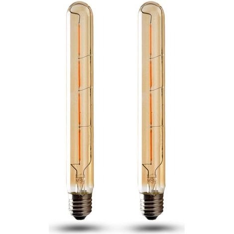 Paquet de 2, E27 Ampoules Tubes LED Edison Retro T30 4W, Lampe à Filament LED, 400lm 2700K, long tube en verre fumé T30 (1/5)