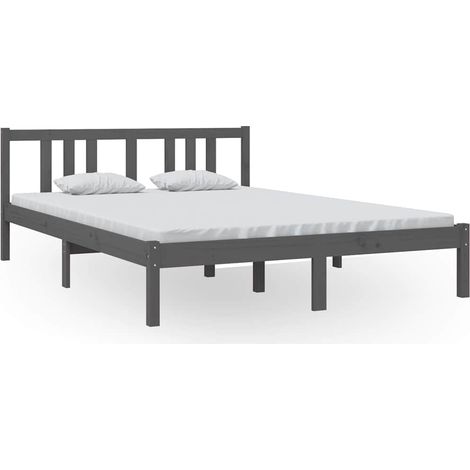 Maison Exclusive - Massivholzbett Grau 140x200 cm (1/5)