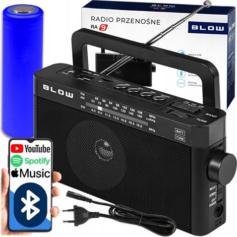 Tragbares AM/FM-Küchenradio mit Bluetooth, Akku, USB, AUX und SD-Kartensteckplatz