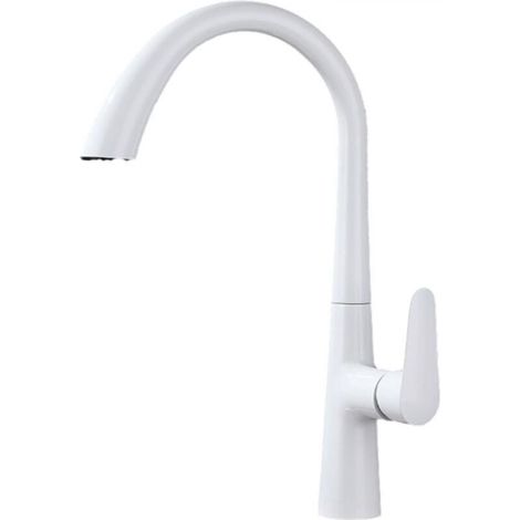 Kitchen Sink Faucet, Double Kitchen Sink Faucet, Hot and Cold Water Faucet, Concealed Sink Faucet, Pull-Out Domestic Faucet, White (1/4)