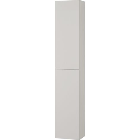 Colonna bagno sospesa H160 cm in legno bianco lucido con ripiani Leda (1/5)