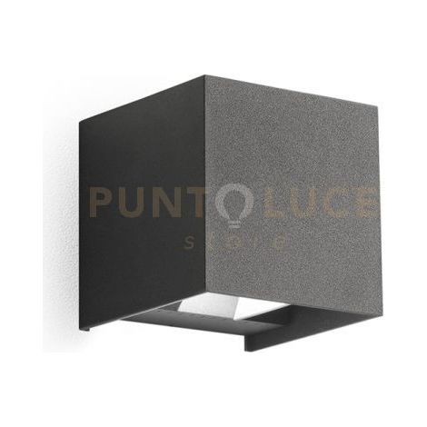 GES1024- APPLIQUE LED 3000K-4000K-5500K 800LM 2X5W DOPPIA ILLUMINAZIONE IP65 COLORE GRIGIO ANTRACITE 12X12CM
