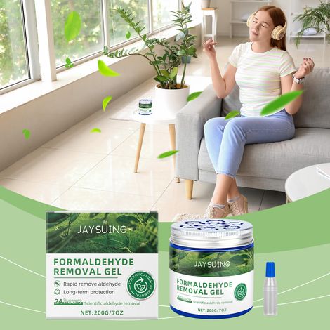 Formaldehyd-Reinigungsgel für Zuhause und Büro, erfrischt die Luft und entfernt Formaldehyd mit einem frischen Duft – 200 g Gel + 2 ml Aktivator -- DE (1/5)