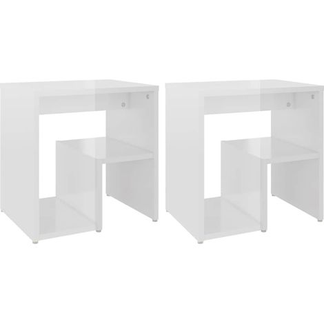 Maison Exclusive - Nachttische 2 Stk. Hochglanz-Weiß 40x30x40 cm (1/5)