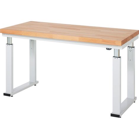 RAU Werkbank adlatus 600 elektrisch höhenverstellbar Buche-Massiv-Platte 1500 mm x 700 mm (1/3)
