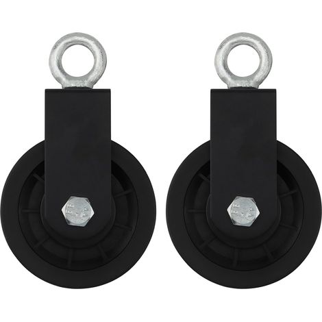 Lot de 2 Poulies de Renvoi 90 mm, Poulie Fitness en Alliage d'Aluminium avec Support U pour Câble Machine Gym DIY (1/5)