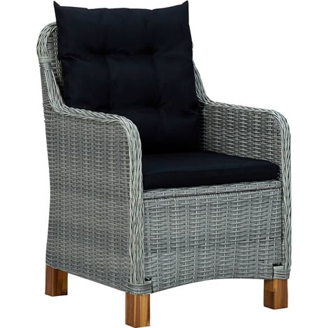Maison Exclusive - Sedie da Giardino con Cuscini 2 pz in Polyrattan Grigio Chiaro