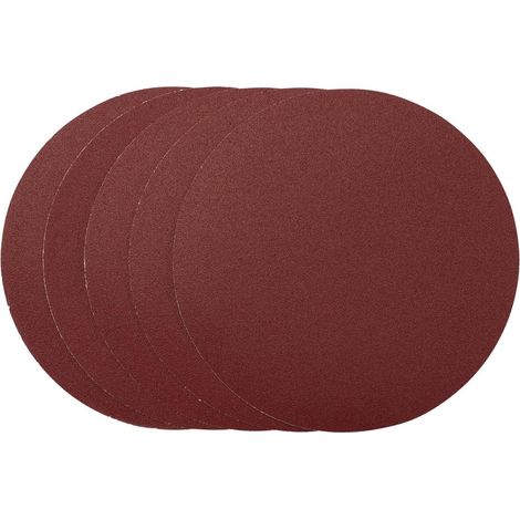 Lot de 5 disques abrasifs 200 mm - Oxyde d'aluminium grain 120 - Adhésif PSA rouge - Pour bois métal et peinture - Compatible ponceuses d'établi