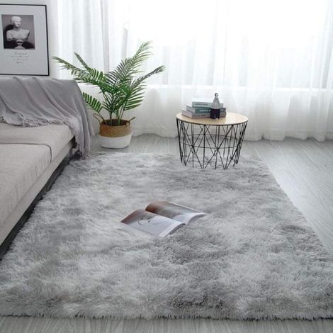 Plush Shaggy Area Rugs Tapis en Fourrure Lisse et Soyeuse Tapis de Jeu antidérapant en Peluche Moderne d'intérieur en Peluche Moelleux (Gris Clair, 80x160cm) (1/5)