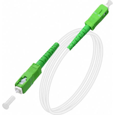 Câble Fibre Optique - 3 Mètres - SC/APC vers SC/APC - Monomode G657A2 - Orange SFR Bouygues - Blanc