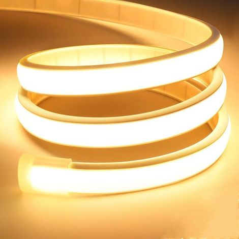 Ruban LED COB, Blanc chaud 3M Bandeau Led, 3000K, Largeur 10mm, Dimmable, Silicone, Découpable, IP65 étanche, Flexible, 24V Néon Strip pour Décoration maison, Cuisine, Chambre [Classe énergétique C] (1/4)