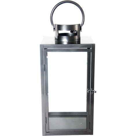 Lanterne en fer anthracite et verre 20 x 20 x 41 cm (1/2)