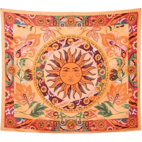 Tapisserie de soleil brûlant, tapisserie de vignes à fleurs, tapisserie florale Vintage, tapisserie mystérieuse à suspendre au mur pour chambre (150x200CM) (1/4)