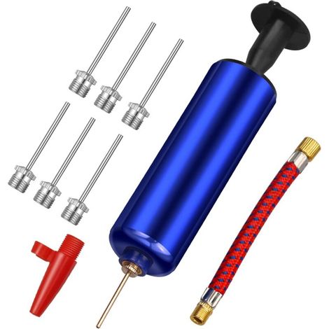 Pompe à balle, pompe à air avec 7 aiguilles, 1 buse et 1 adaptateur de valve pour basket-ball, football, volley-ball, ballon de rugby, ballons