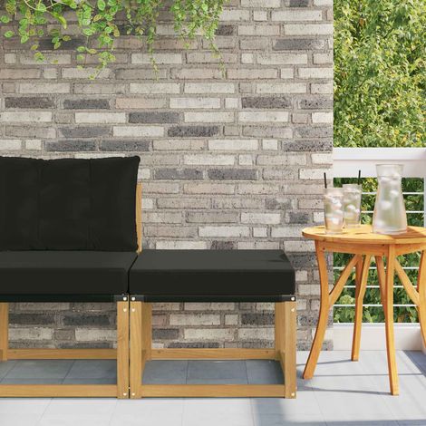 vidaXL Outdoor Footstool Solid Acacia Wood and Textilene Fabric White