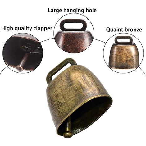 10 piezas，Cencerros decorativos，Cencerro para pastoreo，Campana de metal para vacas，Campana para cabras，Bronce5 + Bronce rojo5，3537 mm (1/4)