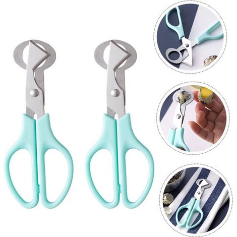 Tijeras de acero inoxidable para huevos de codorniz (2 piezas): Cortador de huevos, Mango antideslizante, Agarre cómodo, de ave, etc, Color azul (1/5)